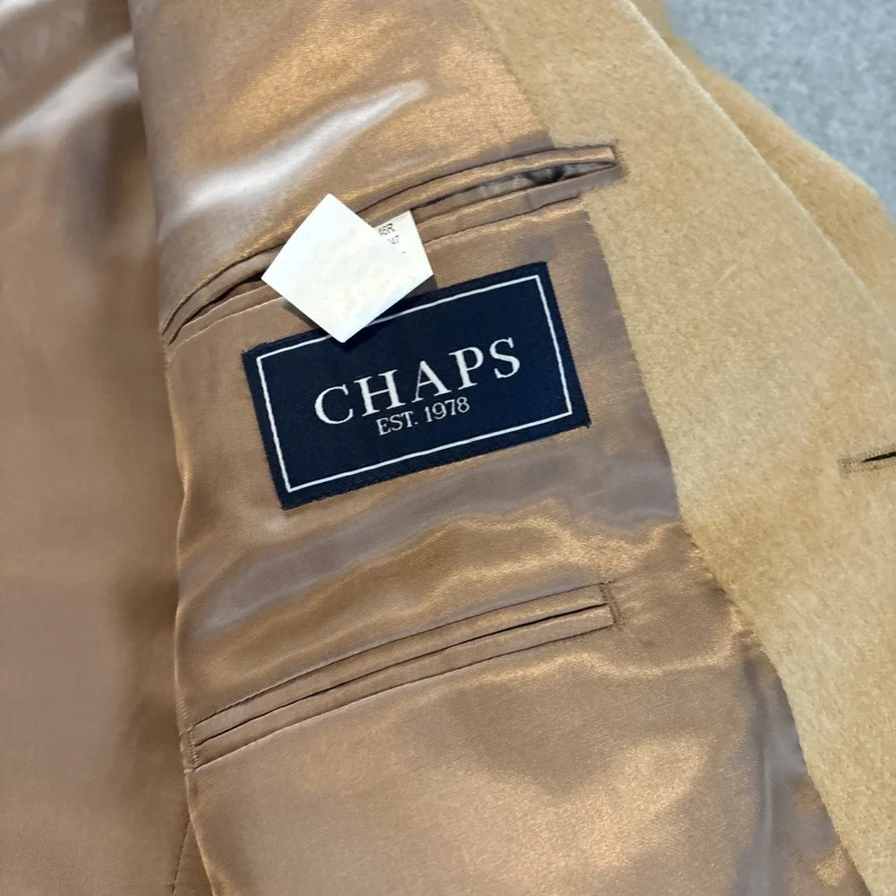 Chaps 100% Camel Hair‎ Beige Blazer Men's 46R RN-69456 Very Good Cond.
